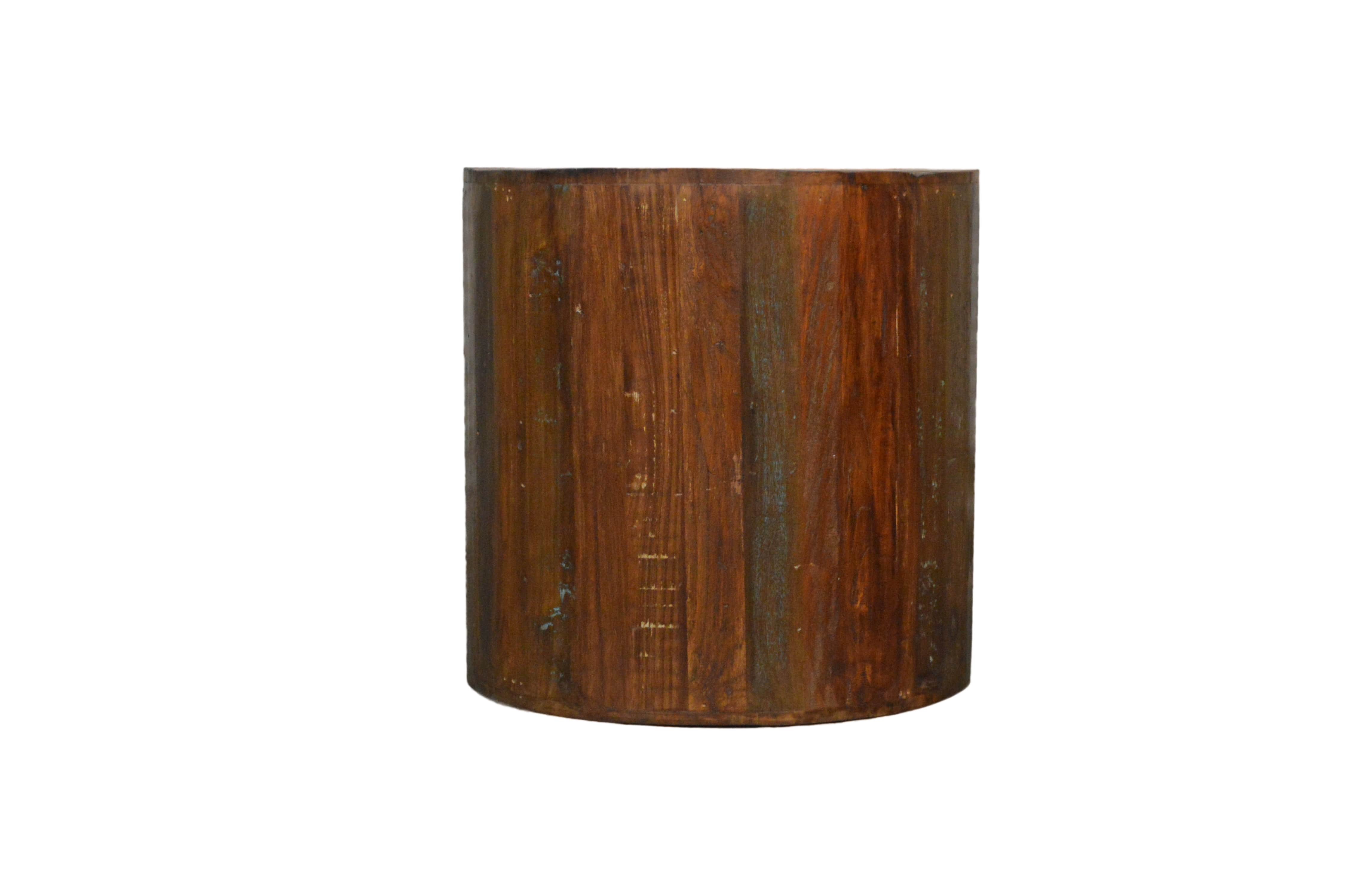 Reclaimed Wood Round Barrel Style Stool Side Table 28374 Buy
