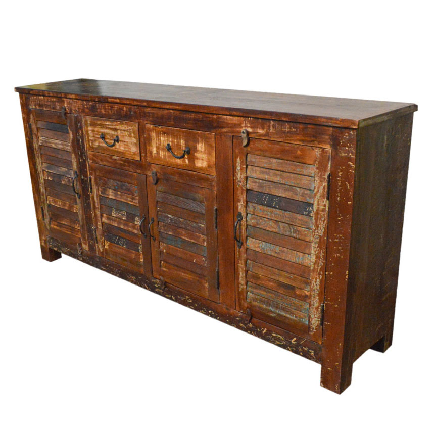 Antique Rustic Sideboard Buffet Drawer Table w/ Louvers 28388