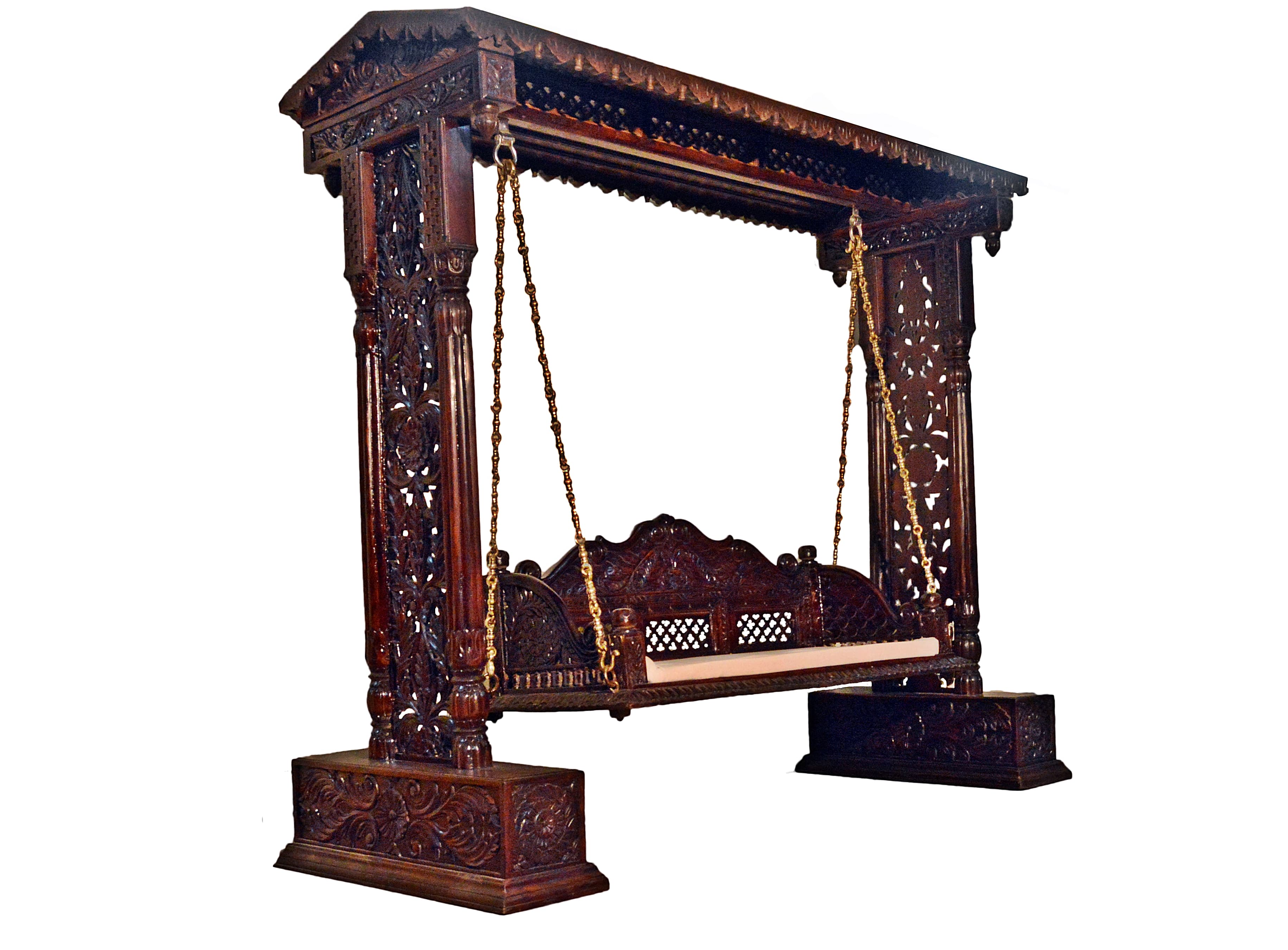 Jali Flower Design Wooden Carved Maharaja Swing Set