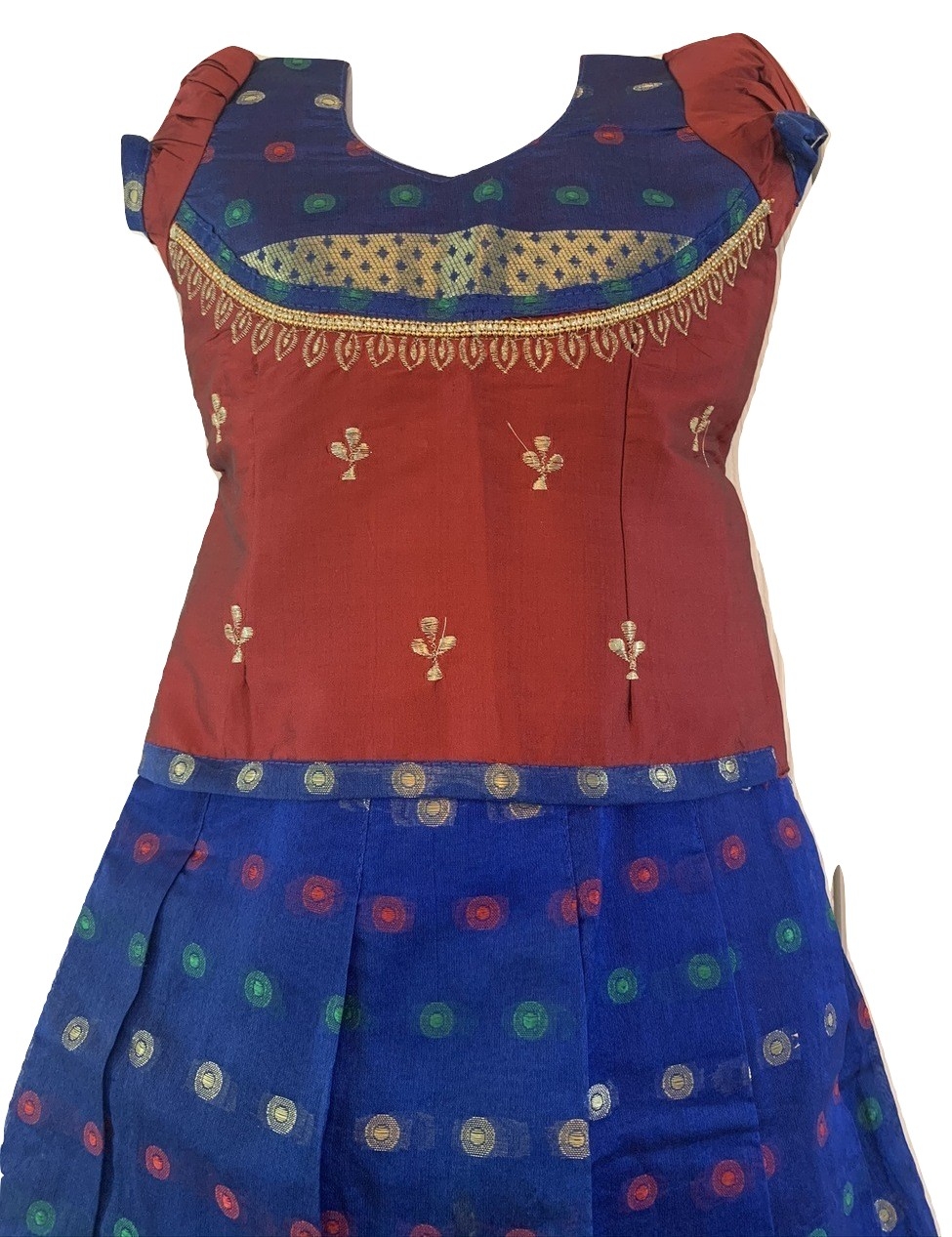 Blue and Maroon Pattu Pavada Pattu Parikini - Size 16 ( 1yrs to 2yrs ...