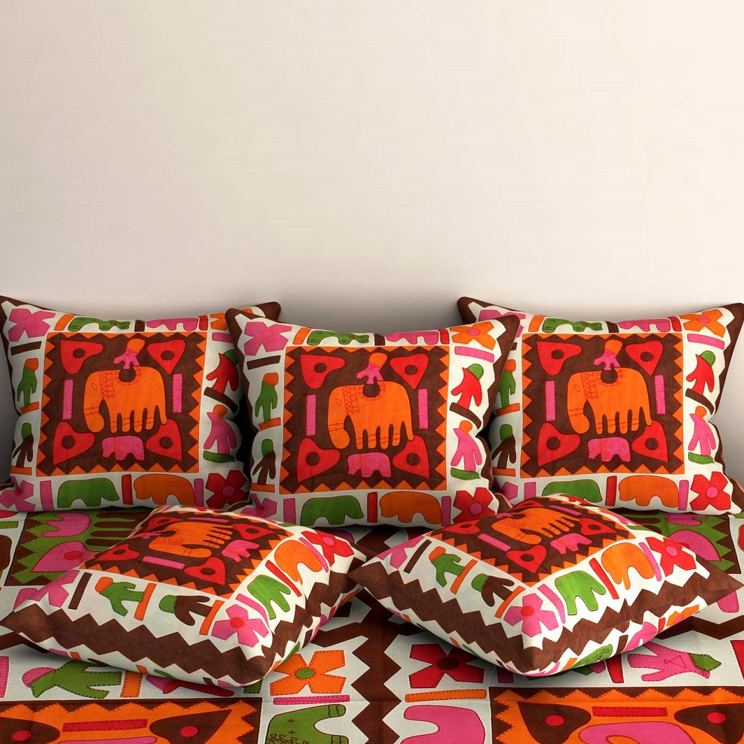 Traditional Indian Print Diwan Furnishing Sheet Set
