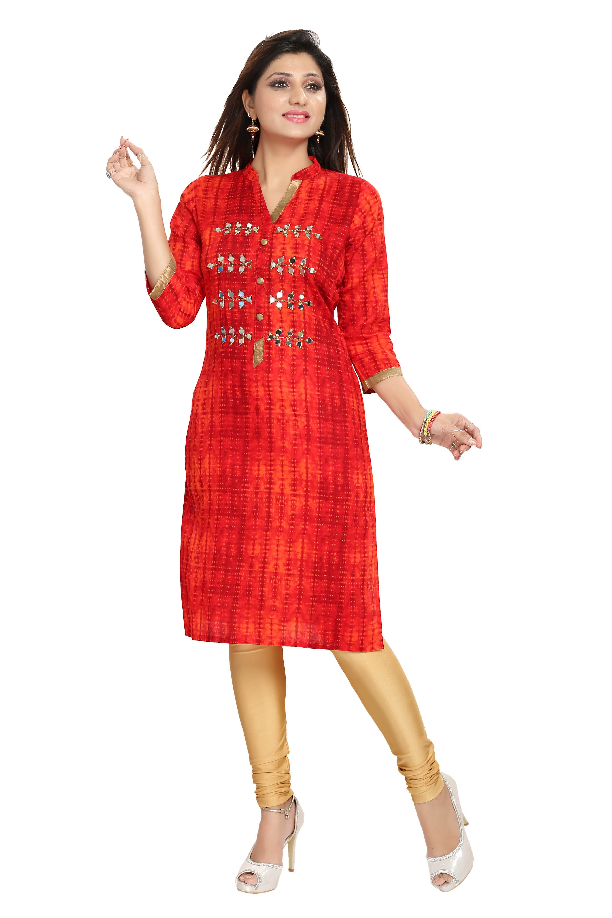 full mirror work kurti