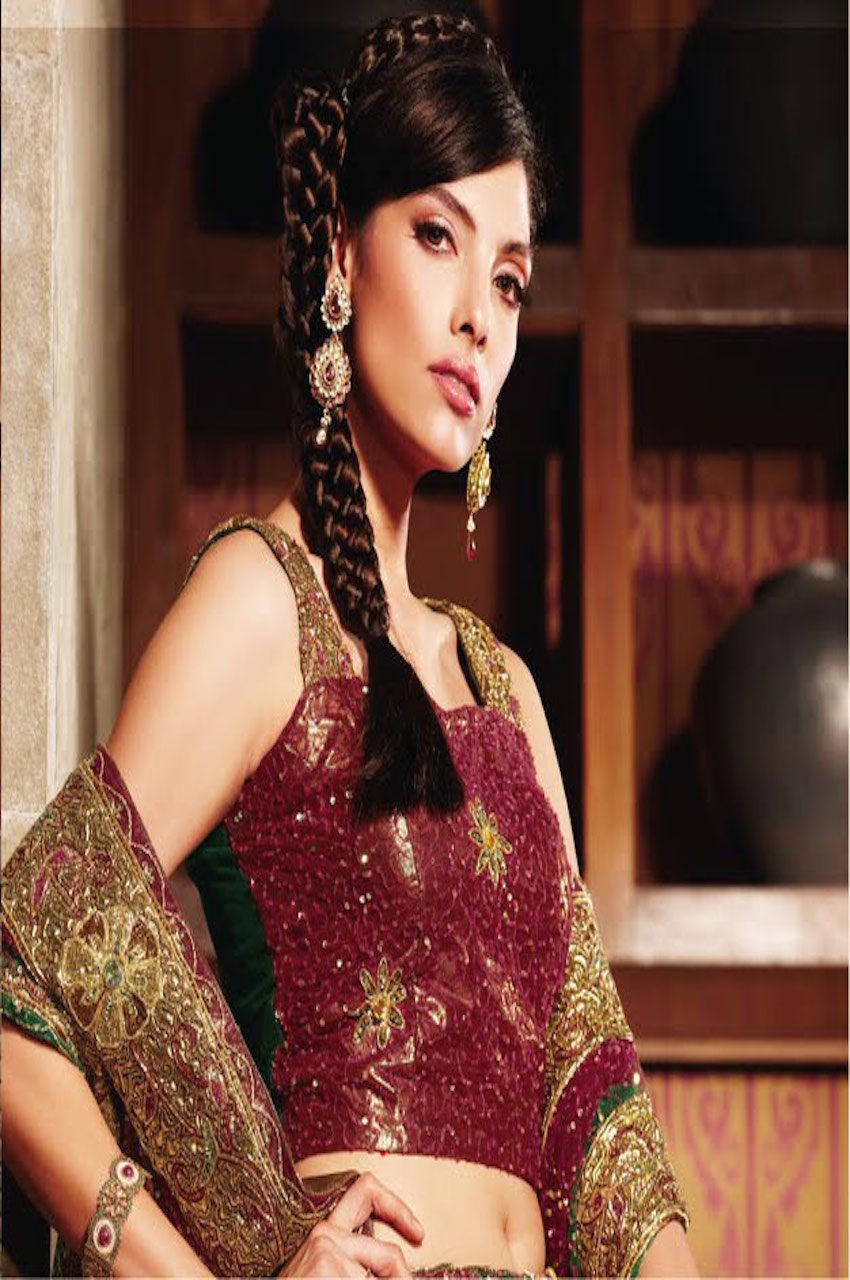 green and maroon combination lehenga