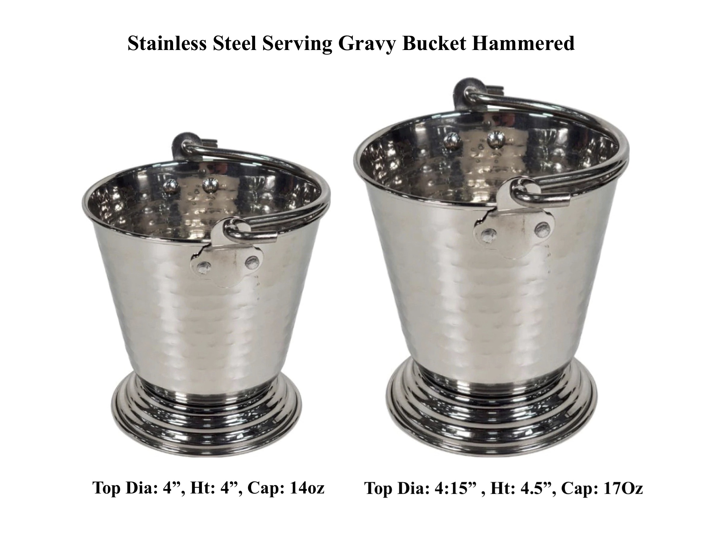 Hammered Finish Stainless Steel Serving Balti / Bucket - 2 sizes