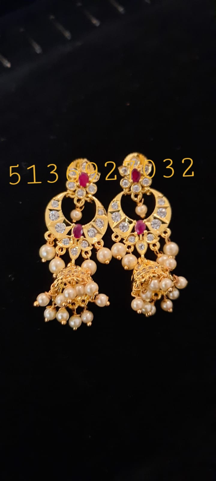 Flipkart.com - Buy Happy Stoning One Gram Gold Plated South Indian Style  Earrings (Screw Back) Beads Brass Jhumki Earring Online at Best Prices in  India