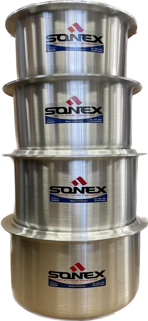 Tmvel tmvel sonex aluminium metal finish global cooking pot set with lids  6pc set - 2.5, 3.5, 5, 6.5, 9, 11 liters