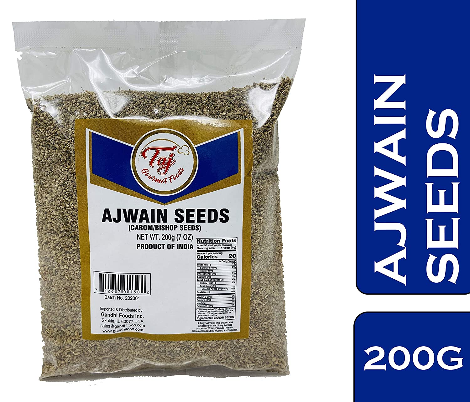 TAJ Premium Indian Ajwain Seeds (Carom Seeds, Seeds) 42955