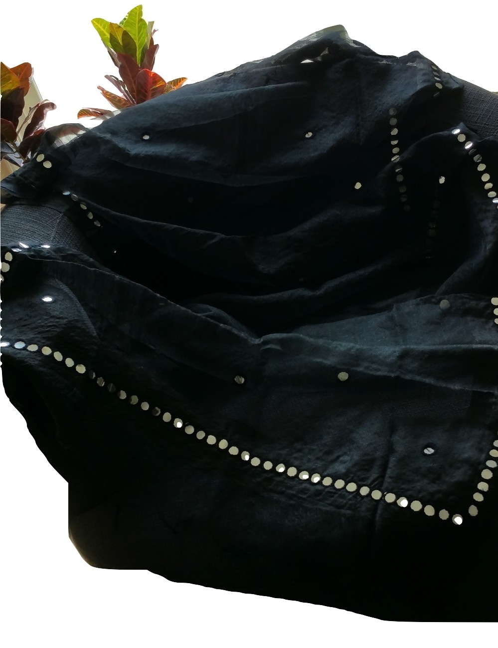 Black Sequinned Cotton Dupatta main image 1