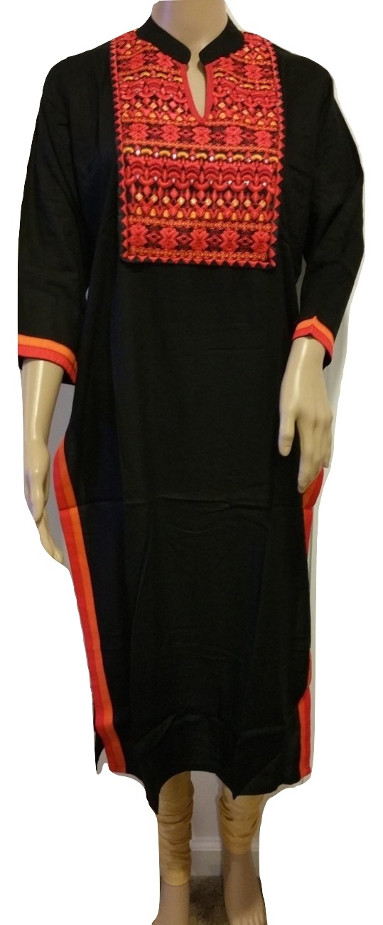 Black Red Orange Embroidery Fine Rayon 