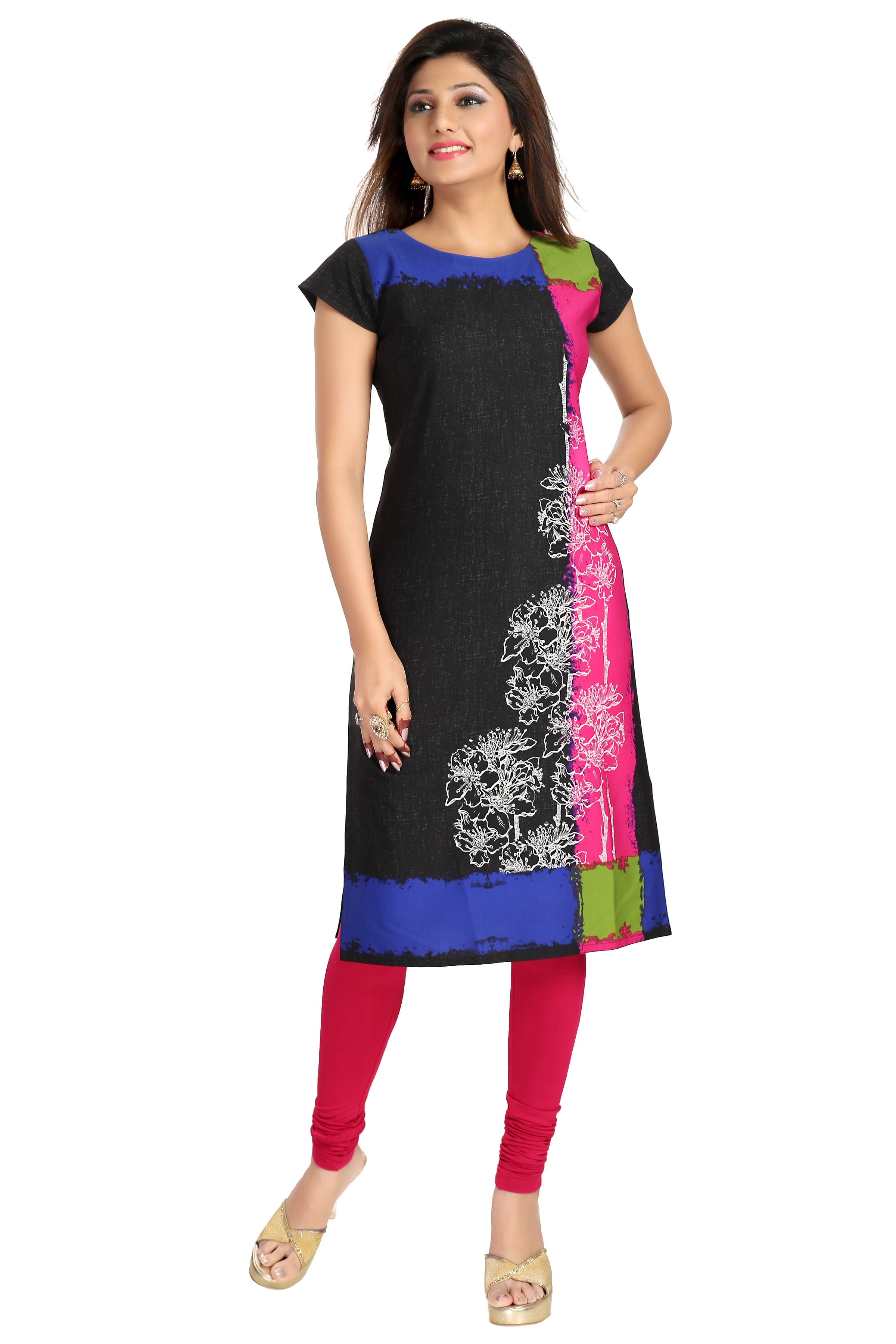 Bright Abstract Trendy Multicolored Crepe Tunic Kurti Size S/36, L/42 #28205 | Buy Online 