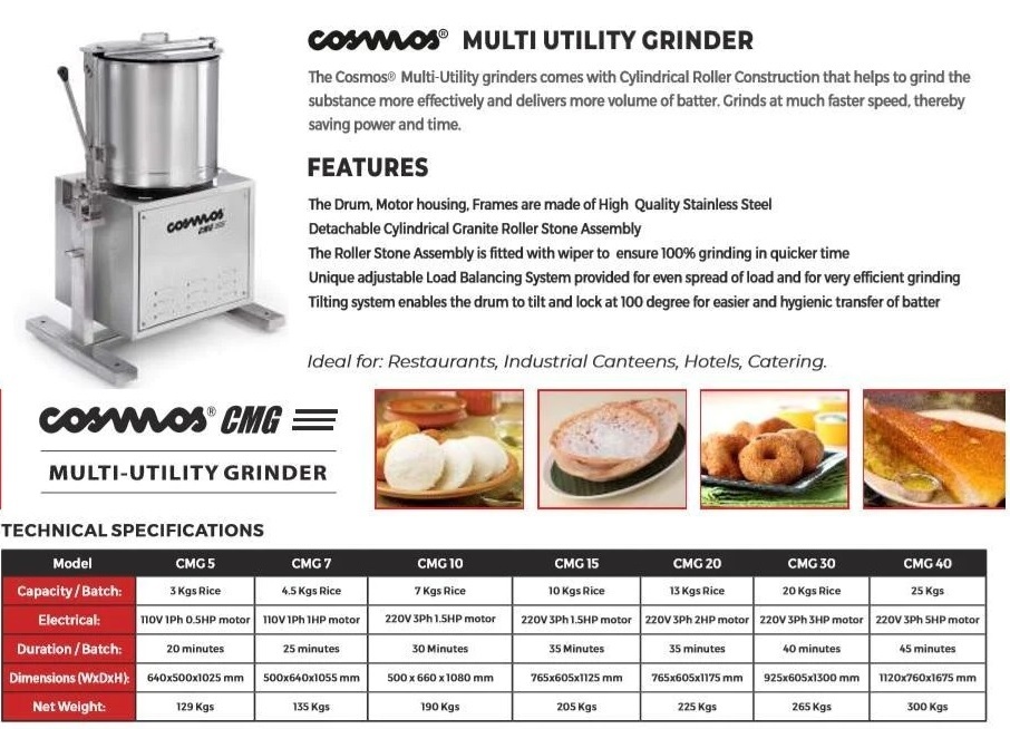 15 Liter Commercial Tilting Stone WetGrinder for Restaurants