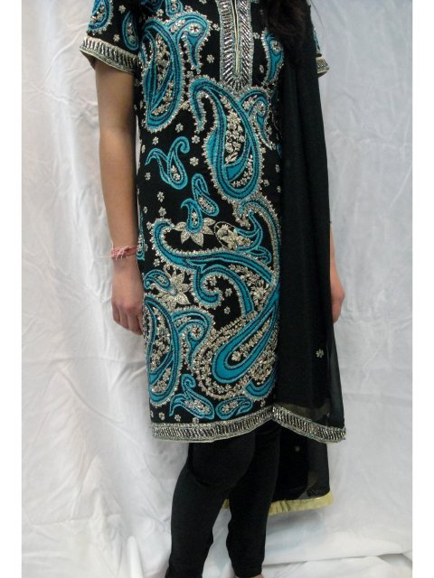 Black Kurta Cotton Churidar main image 1