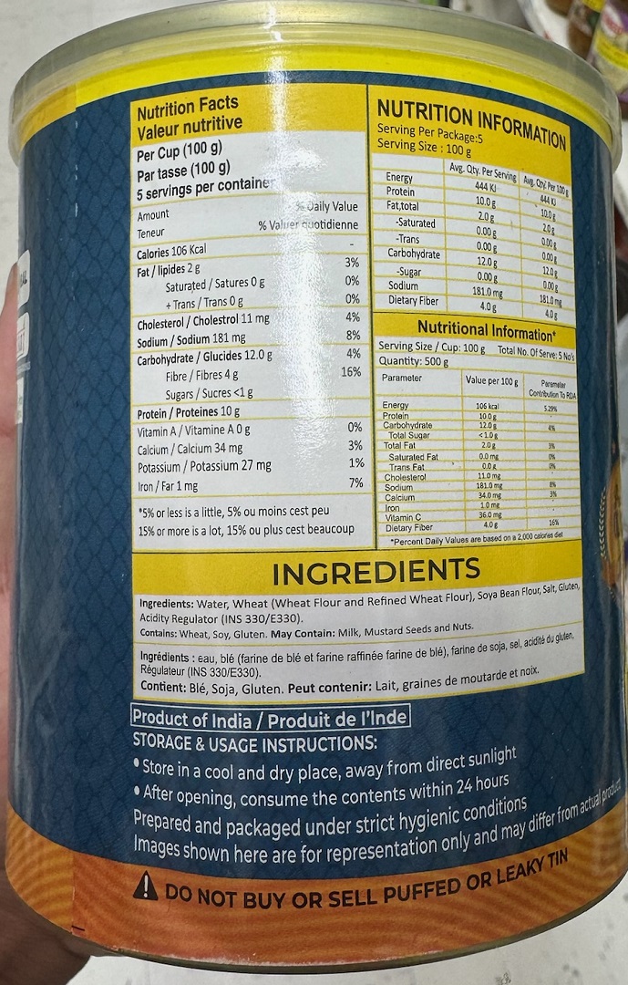 Soya Chaap Ingredients