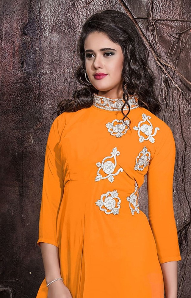 orange kurti design