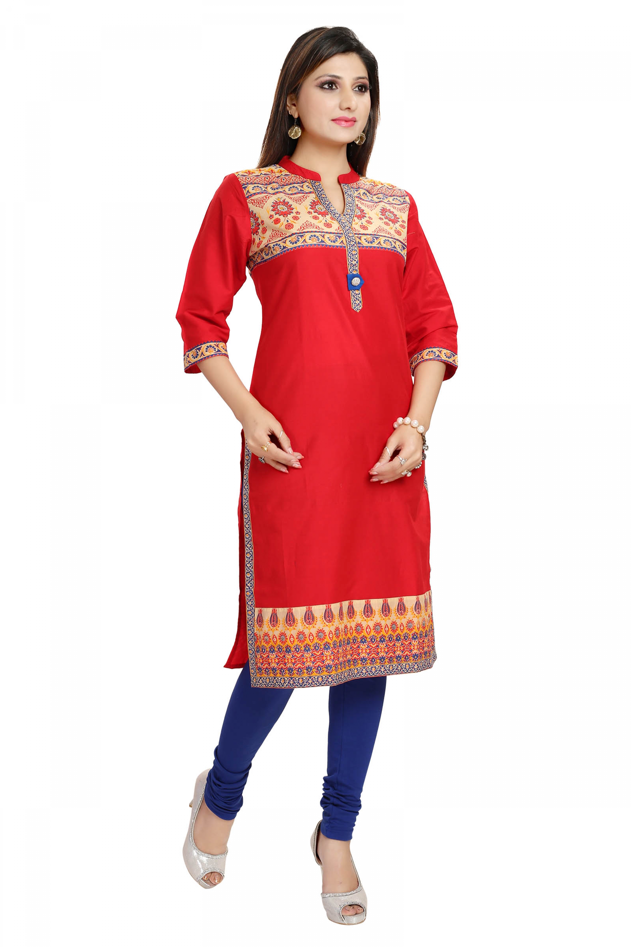 red lakhnavi kurti