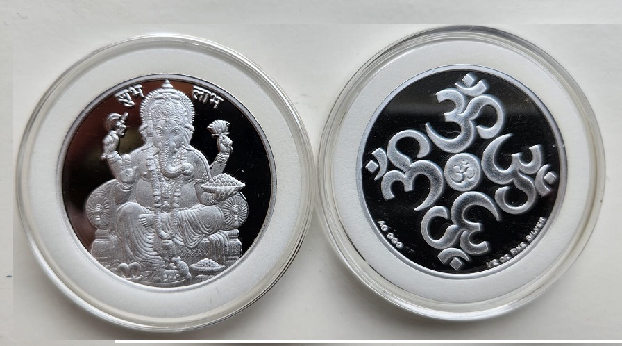 1 Oz Pure Silver Ganesh ji carving coin