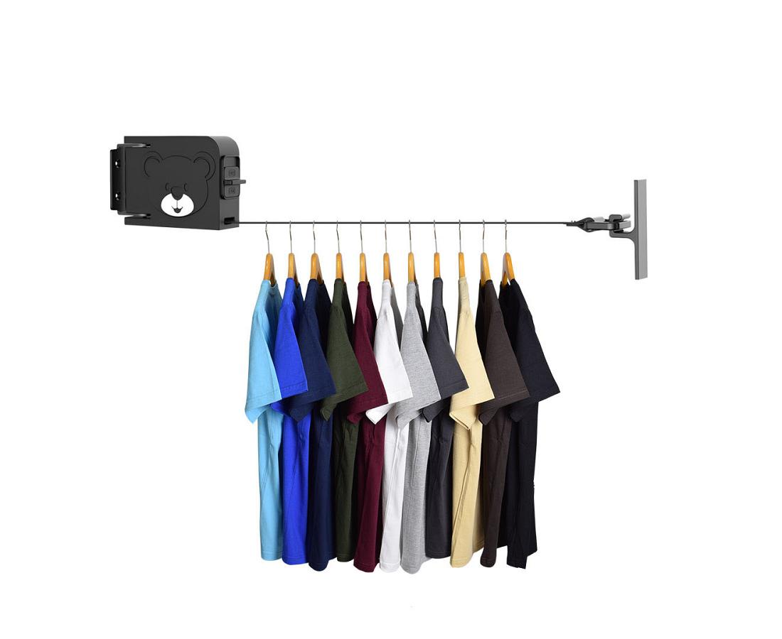 SOGA 160mm Wall-Mounted Clothes Drying Rack – Black Foldable Laundry Hanger