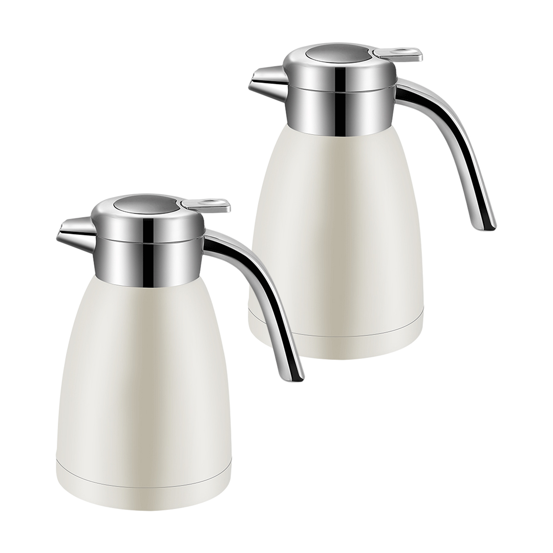 SOGA 2-Pack 0.58 Gallon Stainless Steel Thermal Vacuum Flasks – White