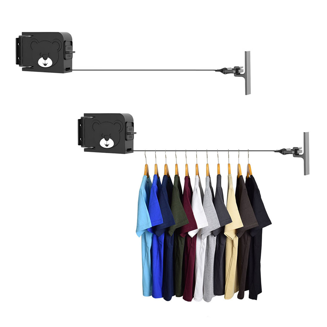 SOGA 2X  160mm Wall-Mounted Clothes Line Dry RackBlack