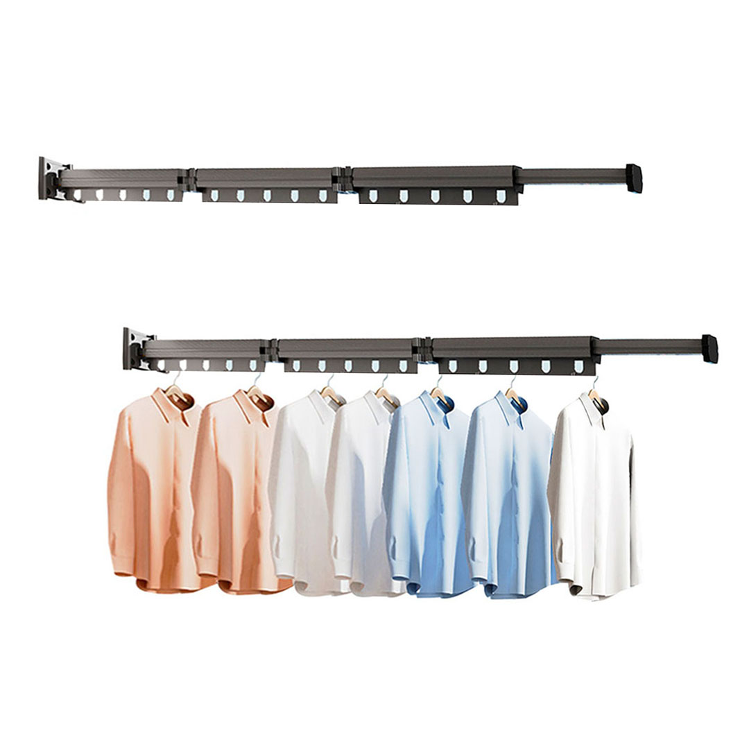 SOGA 2X 127.5cm Wall-Mounted Clothing Dry Rack Retractable Space-Saving Fo SOGA 2X 127.5cm Wall-Mounted Clothing Dry Rack Retractable Space-Saving Fo