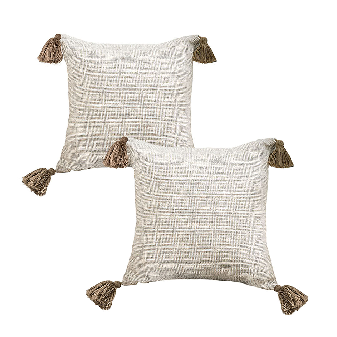 SOGA 2X 50cm Beige Pillow Luxurious Rib Knit Ribbed Cotton Throw Pillow