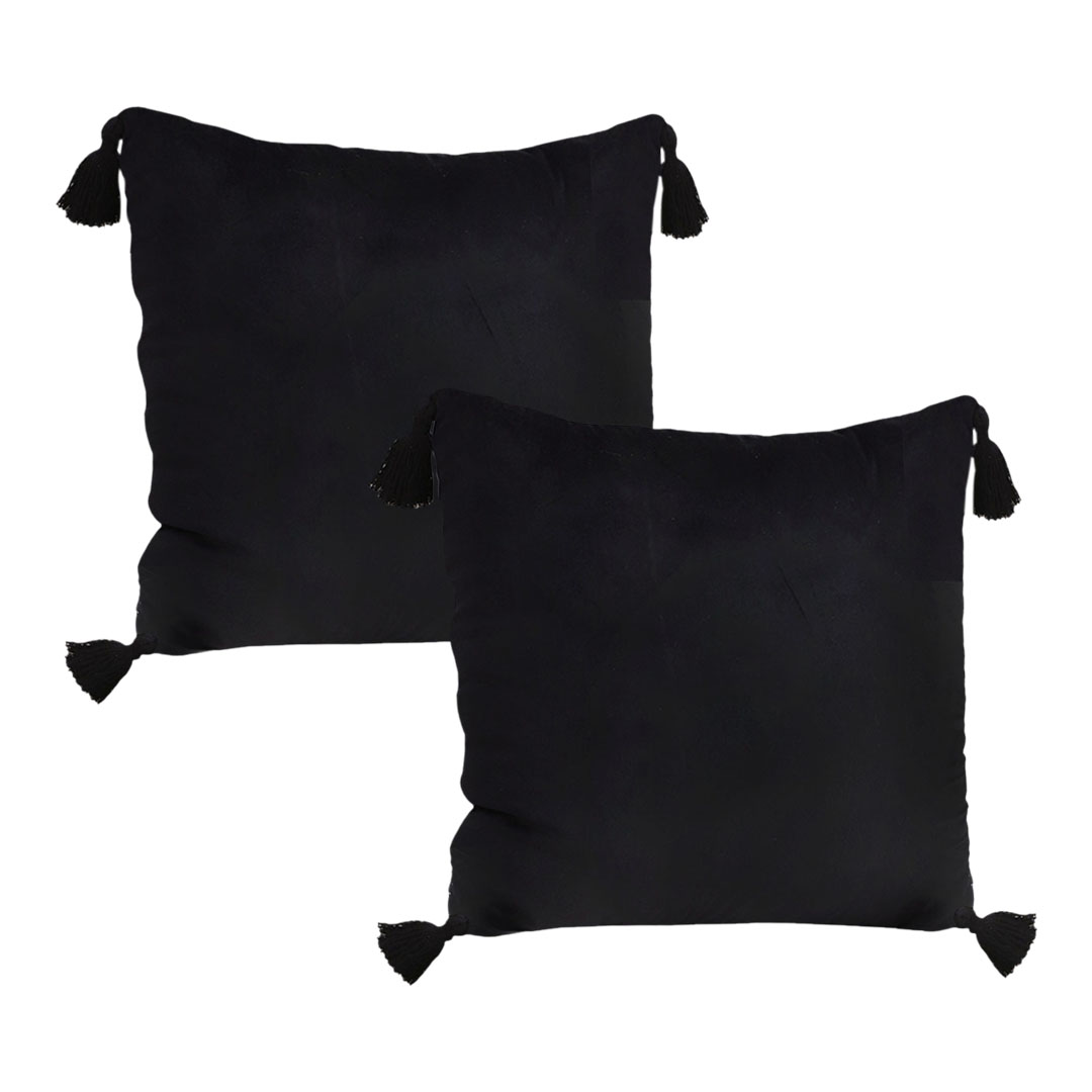 SOGA 2X Black Vintage Butterfly Pillow Tassel Throw Pillow SOGA 2X Black Vintage Butterfly Pillow Tassel Throw Pillow