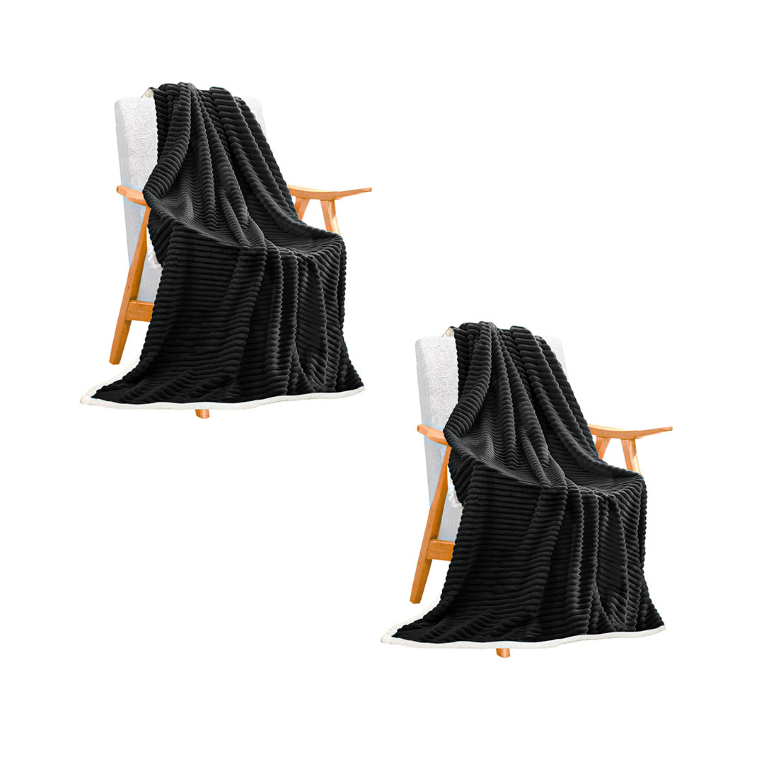 SOGA 2X Black Throw Blanket