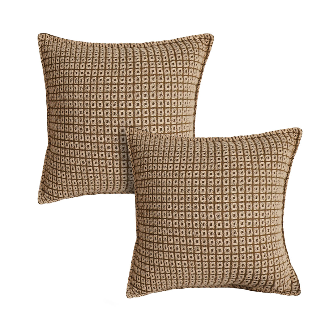 SOGA 2X 17.7 inches Cozy Brown Geometric Polyester Decorative Pillow Covers