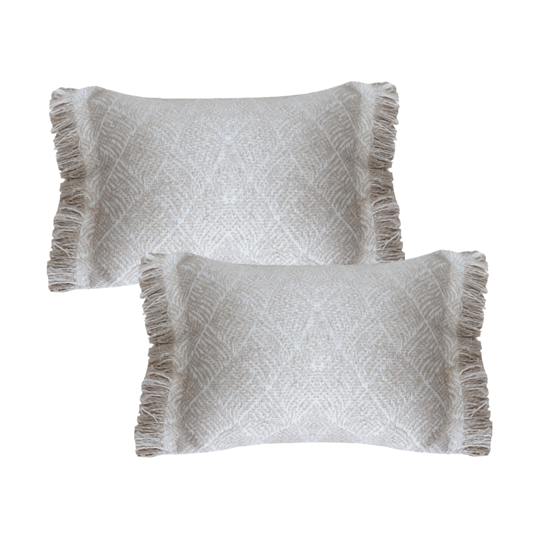 SOGA 2X 13.8 × 24.4 inches Serene Textured Fringed Cushion Covers – Decor