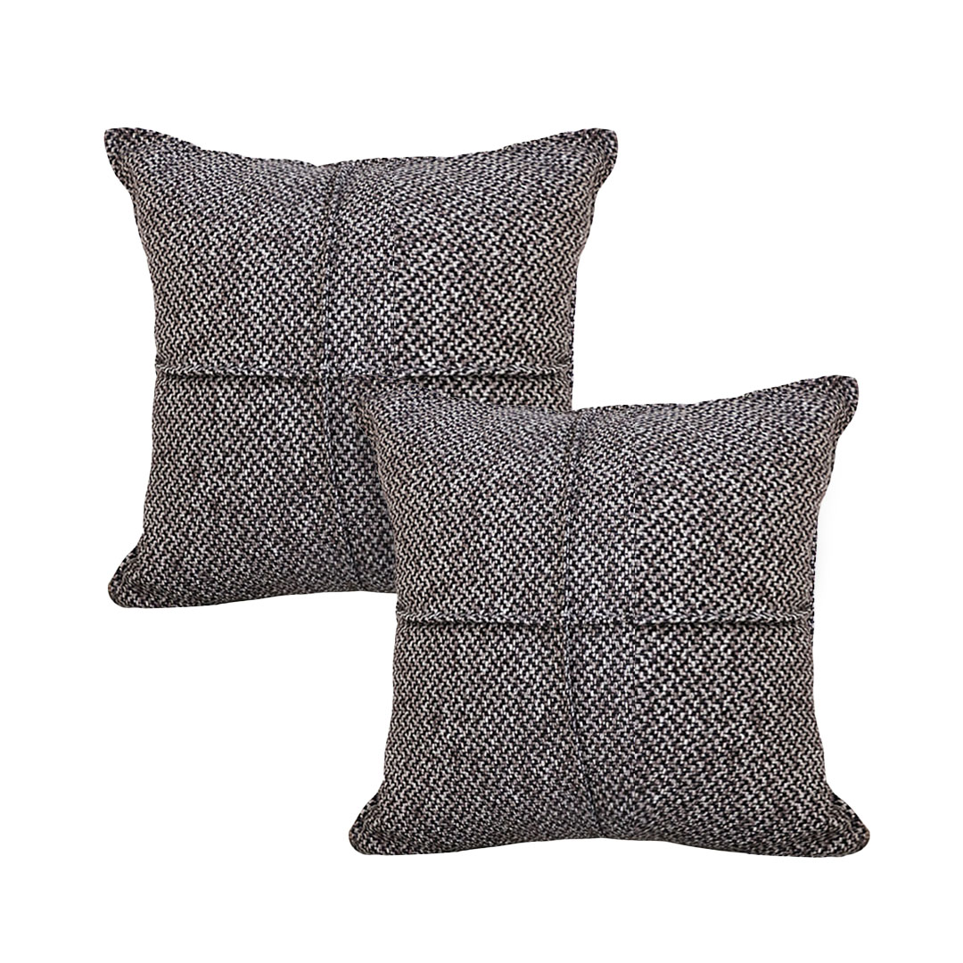 SOGA 2X 17.7 inches UrbanWeave Charcoal Tweed Pillowcases