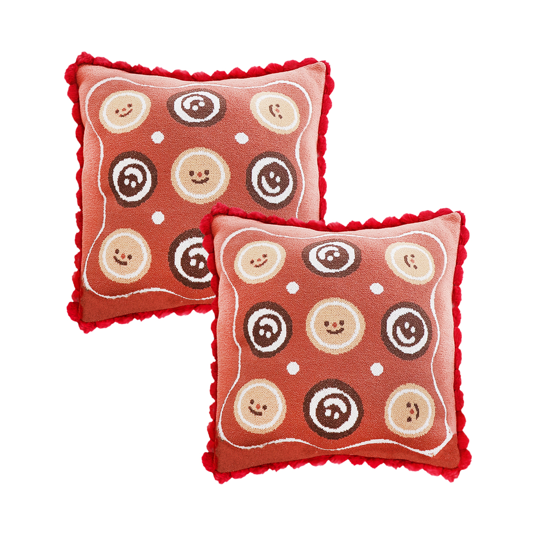 SOGA 2X 17.7 inches Gingerbread Cookie Smiley decorative Square Pillowcases