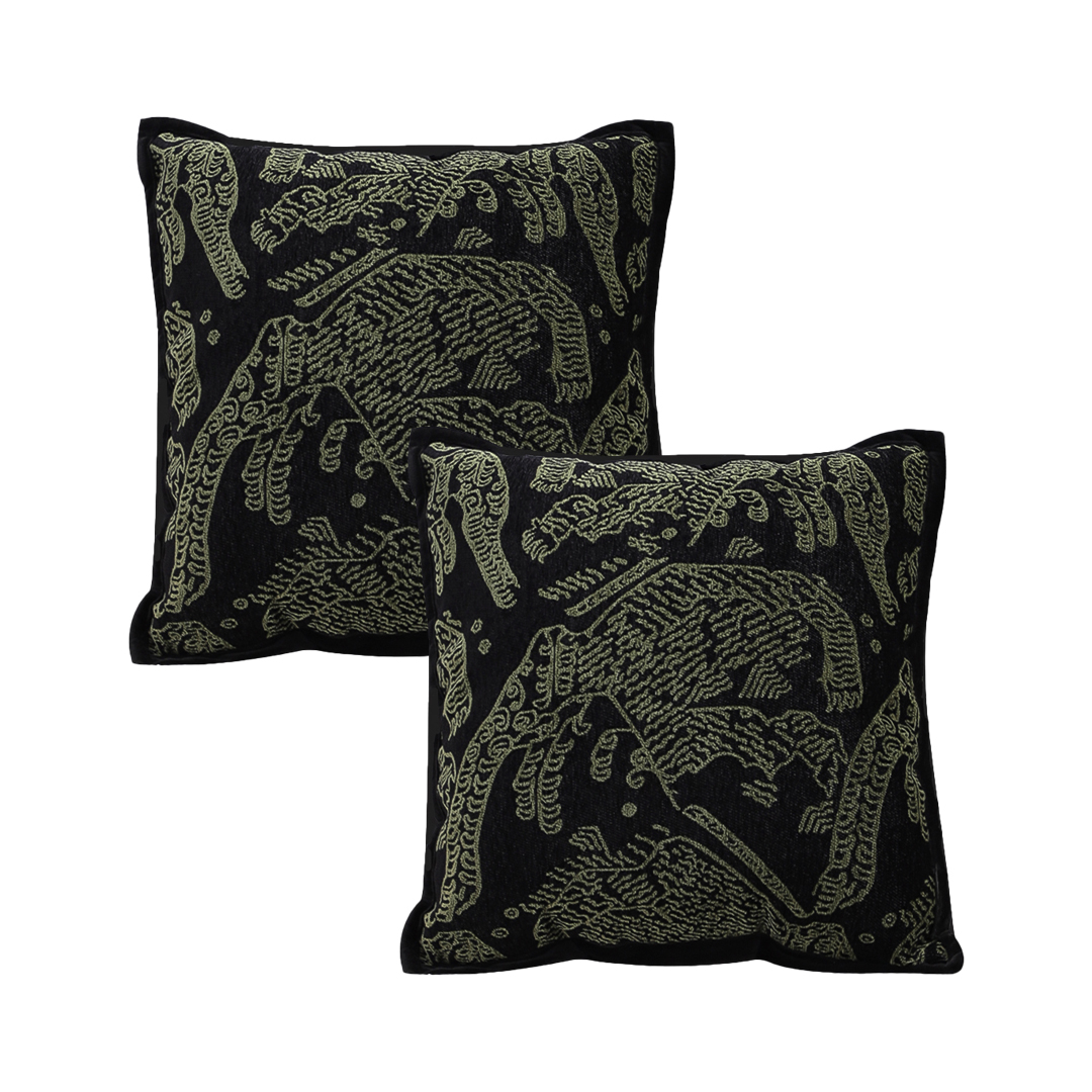 SOGA 2X 45cm Nature-Inspired Midnight Green Embroidered Pillowcase