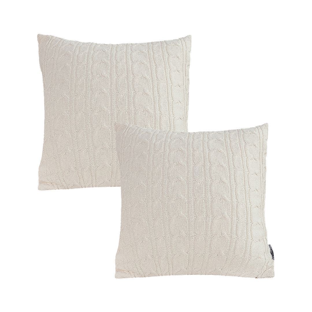 SOGA 2X 17.7 inches Classic Cream Cable Knit Decorative Pillowcases