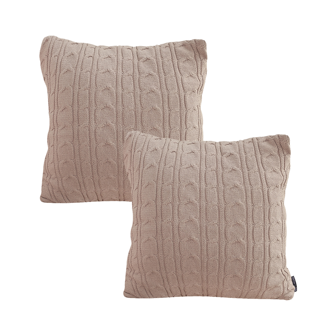 SOGA 2X 17.7 inches Dusty Rose Cable Knit Decorative Pillowcases
