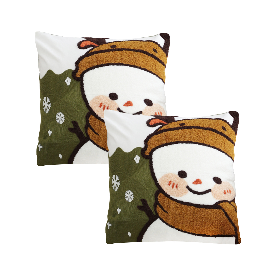 SOGA 2X 17.7 inches Festive Snowman Christmas Decorative Pillowcases