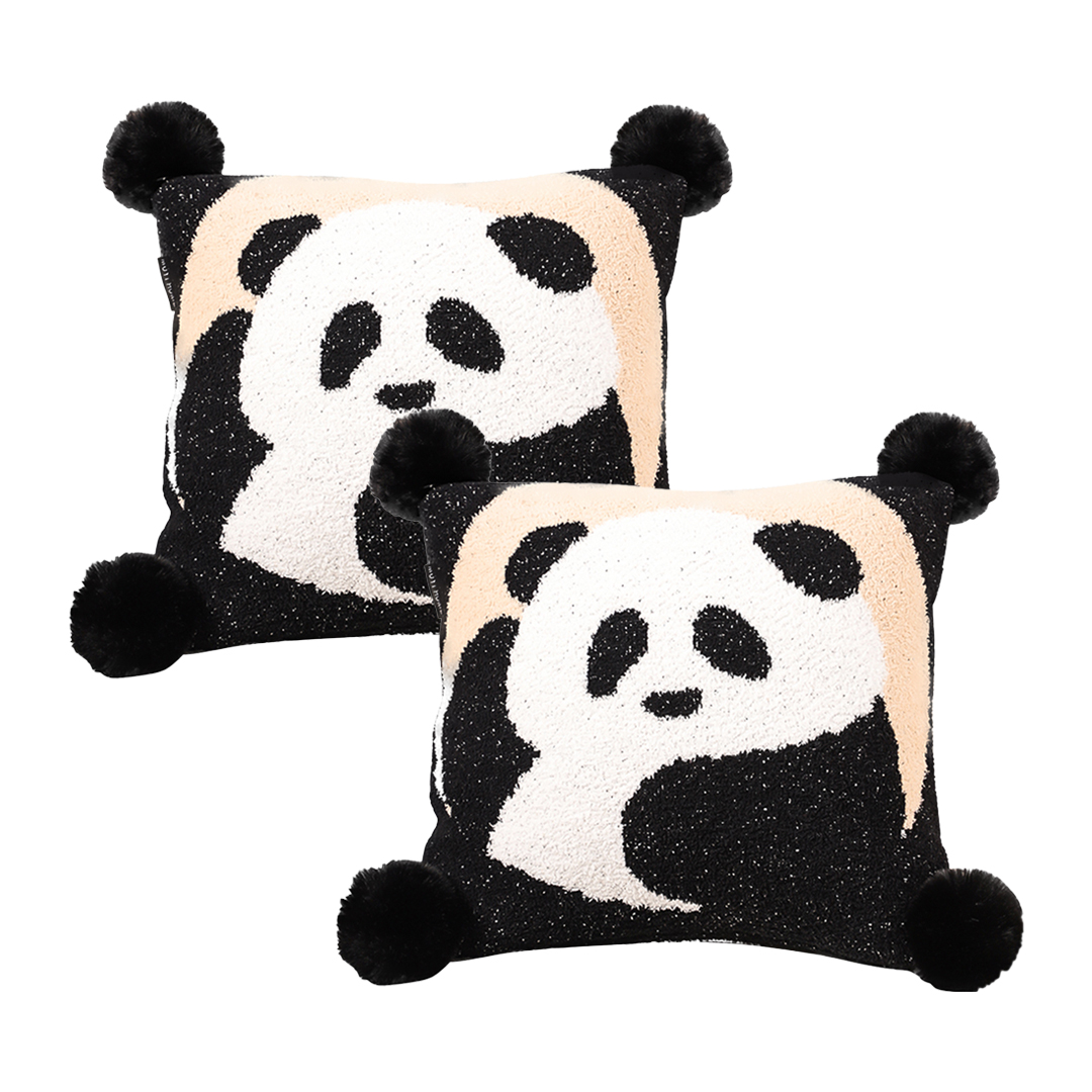 SOGA 2X 17.7 inches Panda Pom-Pom Decorative Pillowcases