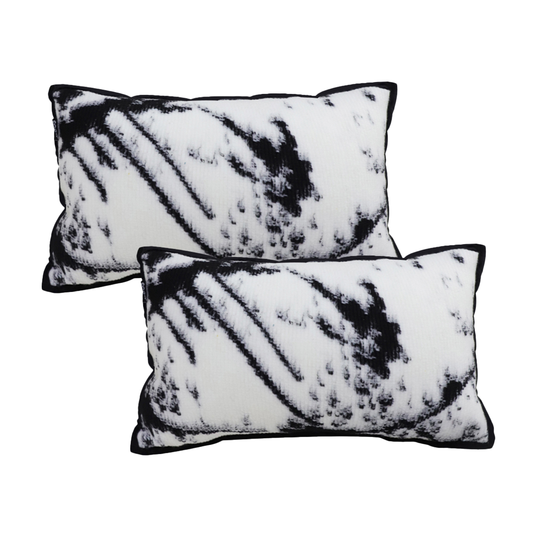 SOGA 2X 11.8X19.7 inches Black & White Leopard Throw Pillowcases