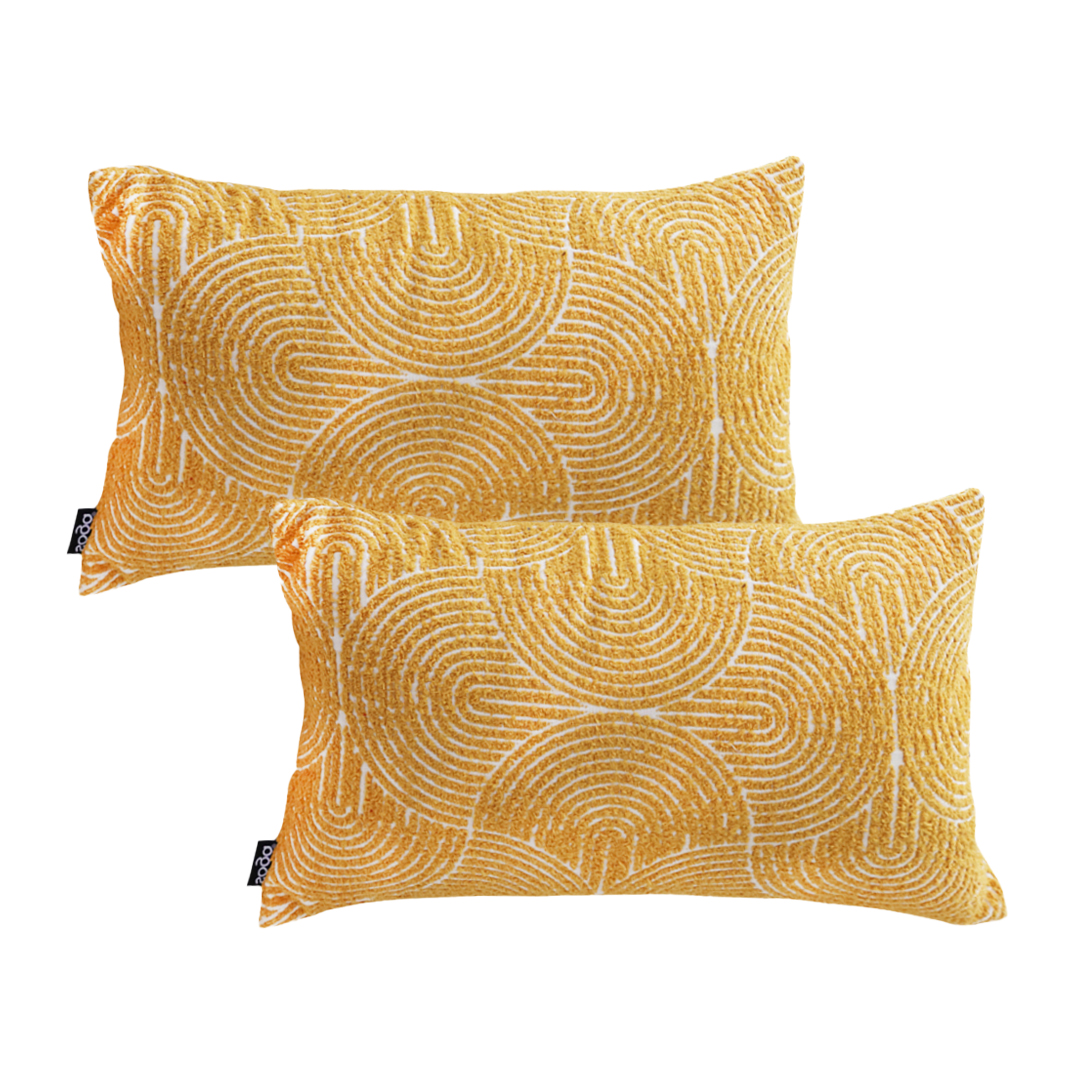 SOGA 2X 11.8x19.7 inches Mustard Yellow Geometric Lumbar Pillowcases