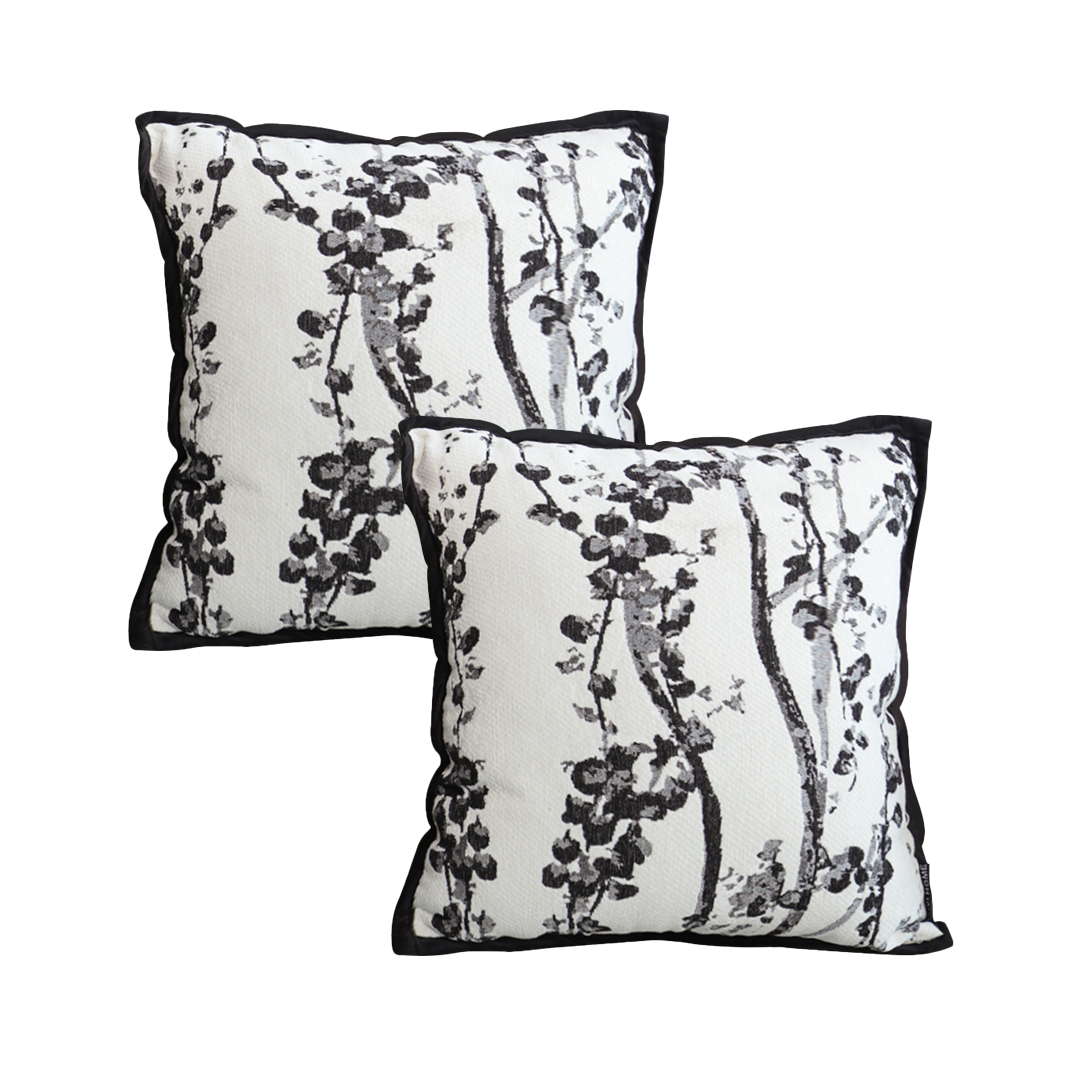 SOGA 2X 17.7 inches Black & White Botanical Modern Pillowcase