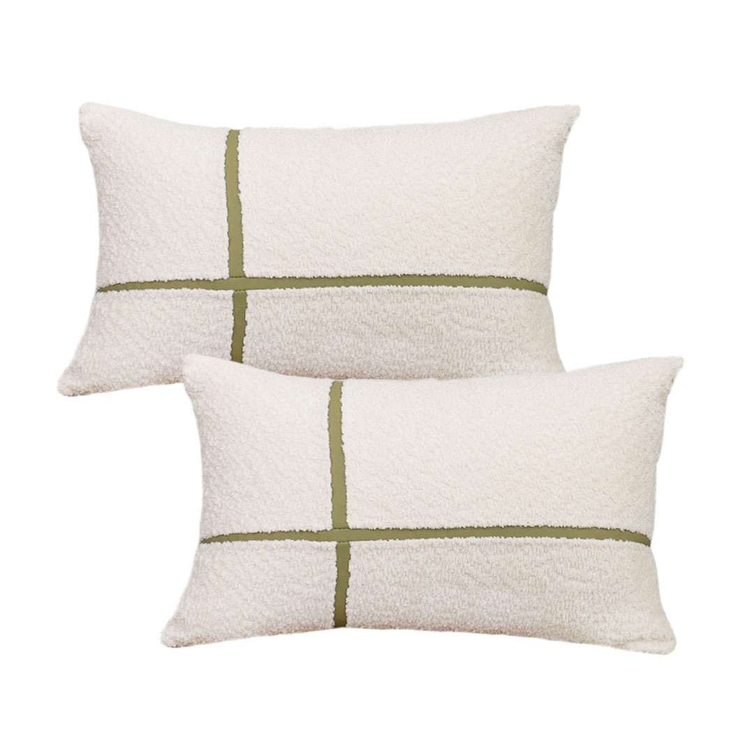 SOGA 2X 11.8x19.7 inches Cozy Chic Lumbar Pillowcases – Modern Green Stripe