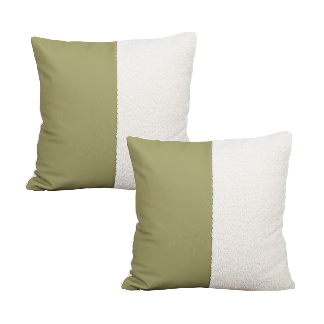 SOGA 2X 17.7 inches Modern Two-Tone Green & Cream Pillowcases