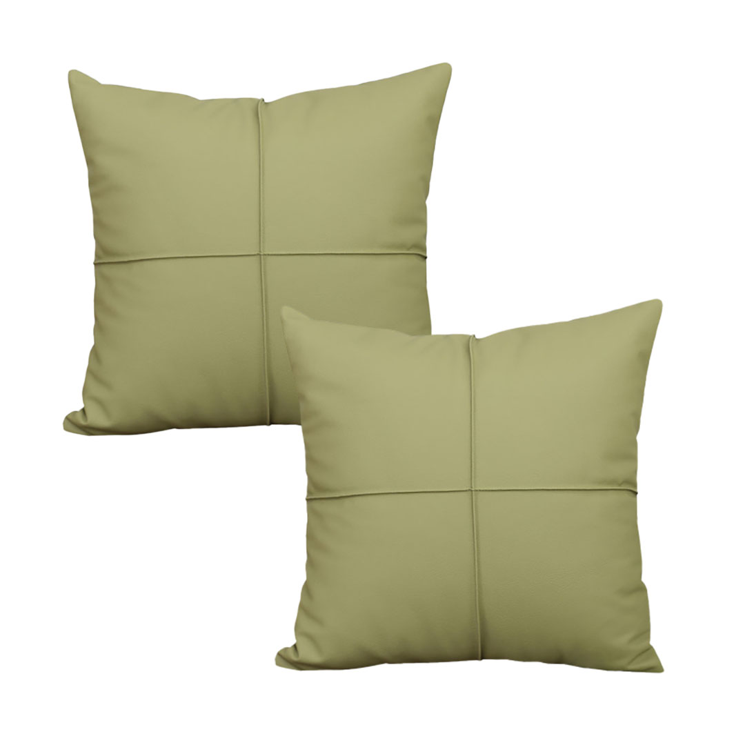 SOGA 2X 17.7 inches Luxurious Olive Green Leather Decorative Pillowcases