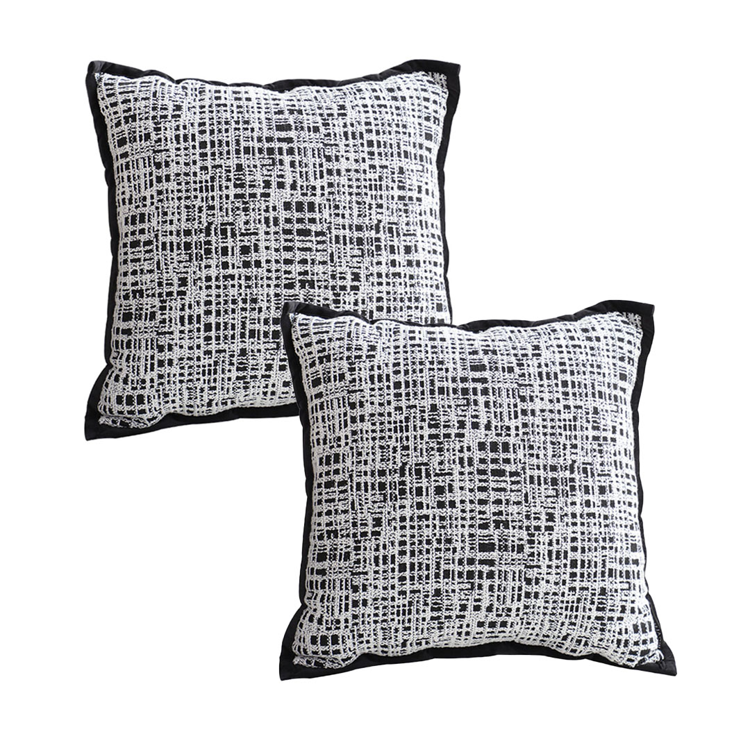 SOGA 2X 17.7 inches Abstract Grid Monochrome Decorative Pillowcase
