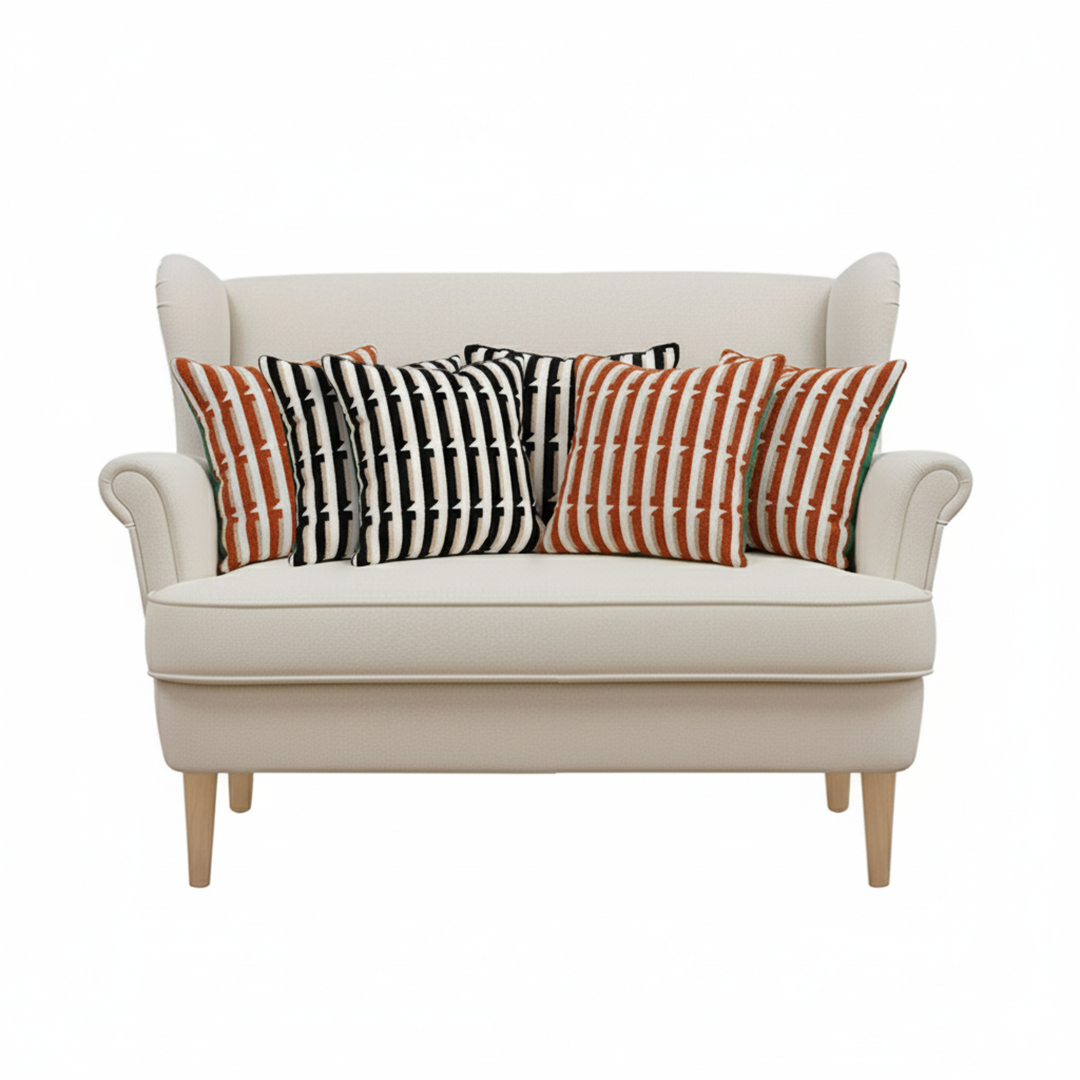 SOGA 6PC 45cm Rust Orange & Off-White + Black & White Stripe Pillow Set
