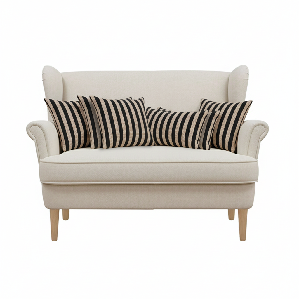 SOGA 6PC Modern Checkered & Black Tan Striped Pillow Cover Set – 45 & 30x50