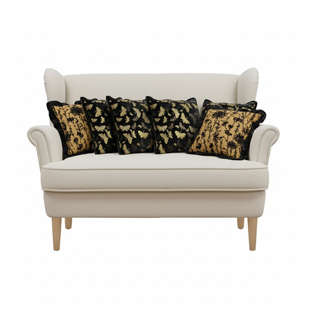 SOGA 6PC Luxury Set – 4 Vintage Butterfly Pillowcases & 2 Black Gold Velvet