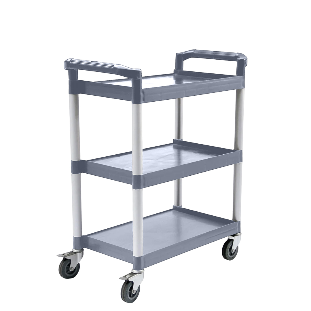 SOGA 3-Tier Food Trolley – Portable Kitchen Cart, Gray