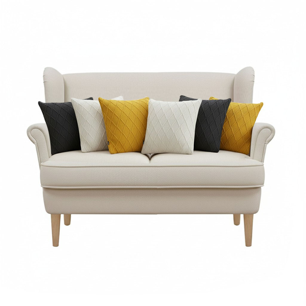 SOGA 6PC Pillowcase Set – Sunshine Yellow Cream & Charcoal Cable Knit Cover