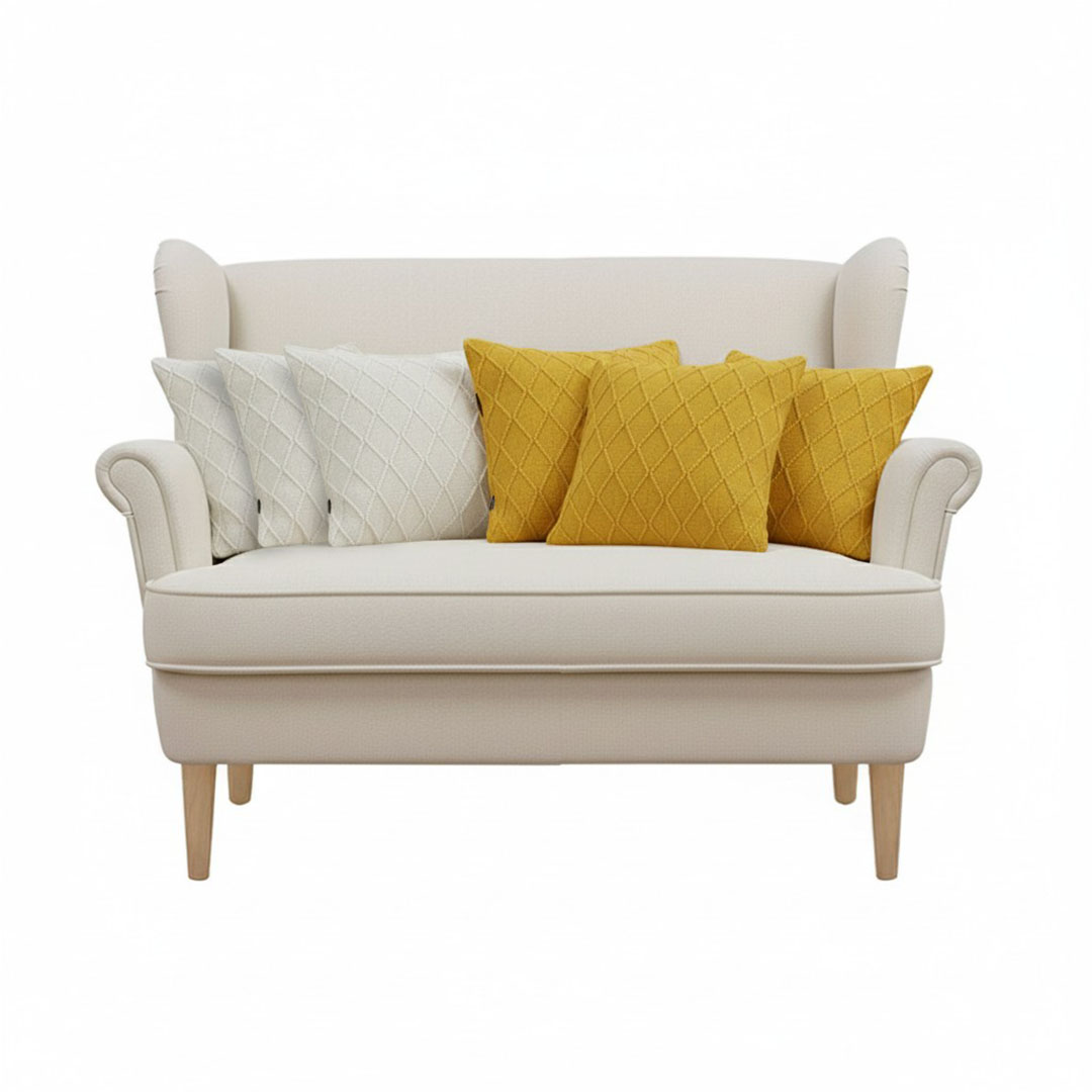 SOGA 6PC Pillowcase Set – 45cm Cream Cable Knit & Sunshine Yellow Diamond 