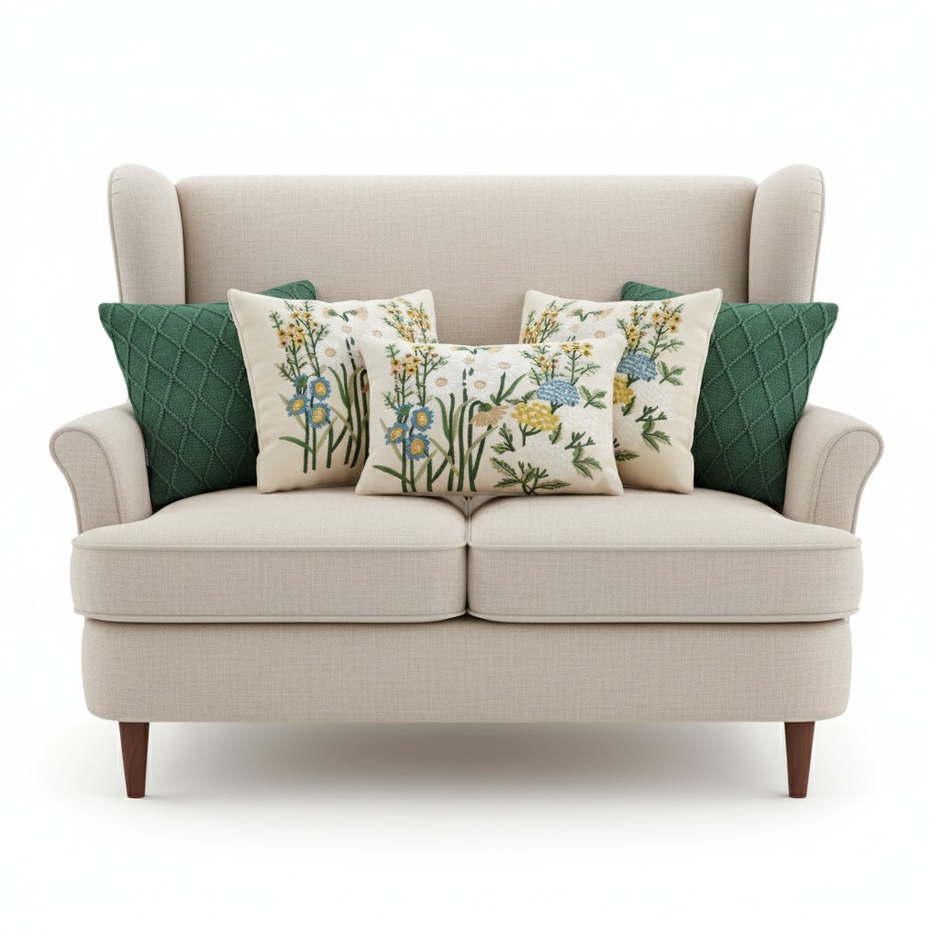 SOGA 5PC Botanical Garden & Forest Green Diamond Knit Pillowcase Set